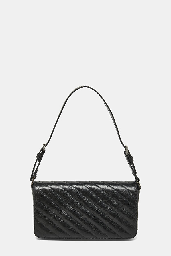 BLACK MONOGRAM LEATHER BAG