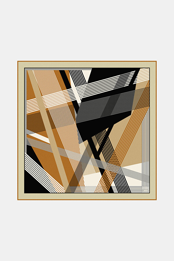 CAMEL GEOMETRİK DESENLİ TWILL EŞARP