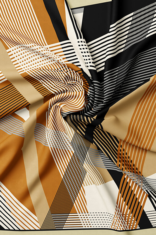 CAMEL GEOMETRİK DESENLİ TWILL EŞARP 2