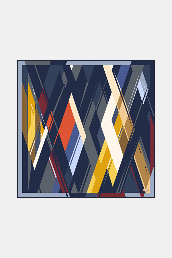 YELLOW GEOMETRIC DESIGN TWILL SCARF