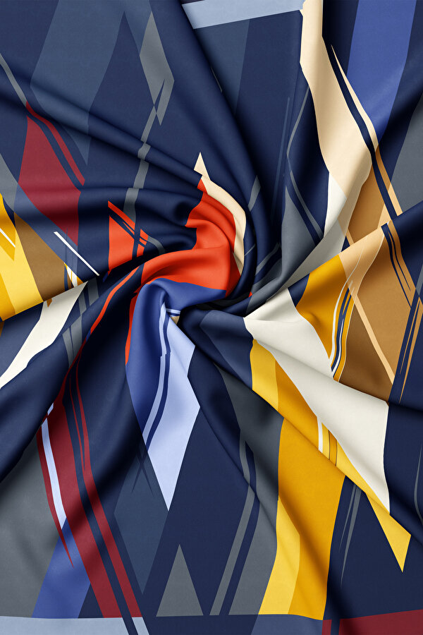 YELLOW GEOMETRIC DESIGN TWILL SCARF 2