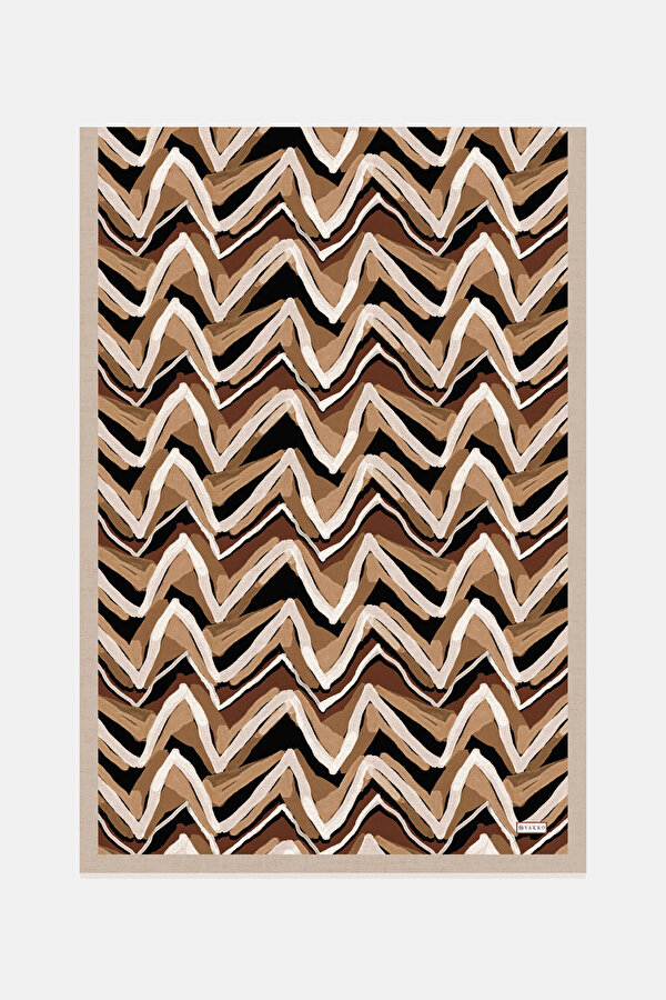 BROWN GEOMETRIC DESIGN TWILL SHAWL