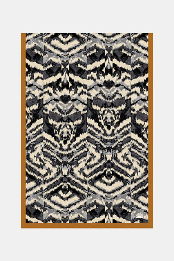 BLACK GEOMETRIC DESIGN TWILL SHAWL
