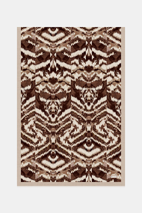 BROWN GEOMETRIC DESIGN TWILL SHAWL