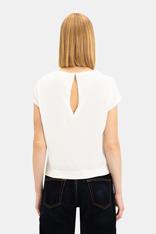ECRU BASIC / ROUND NECKLINE SHORT SLEEVE BLOUSE 2