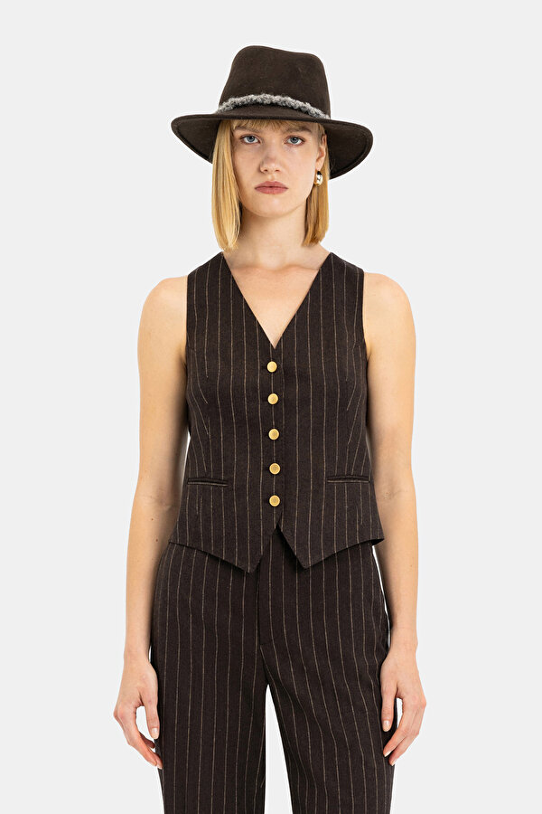 BEIGE V NECK VEST