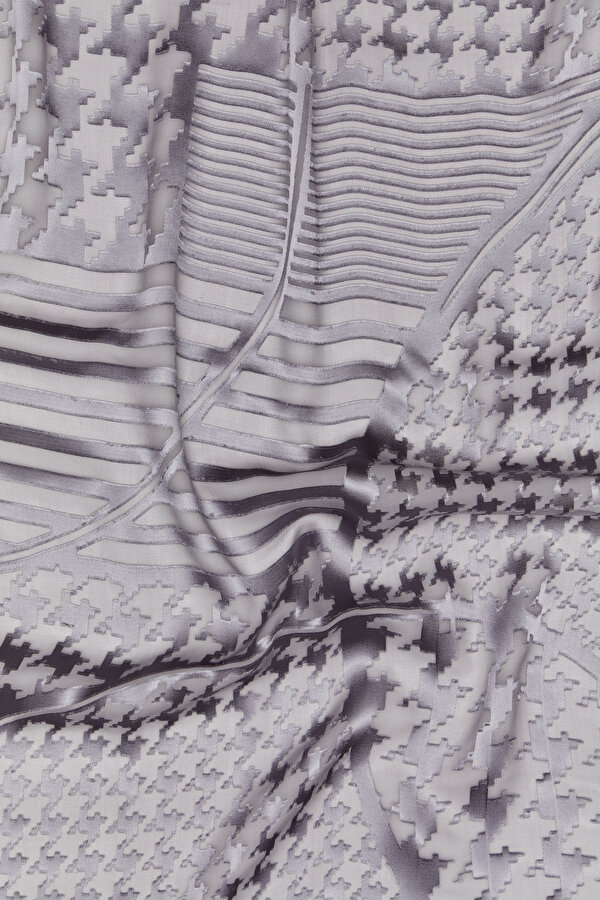 GREY SATIN STRIPED SILK FABRICS SHAWL 2
