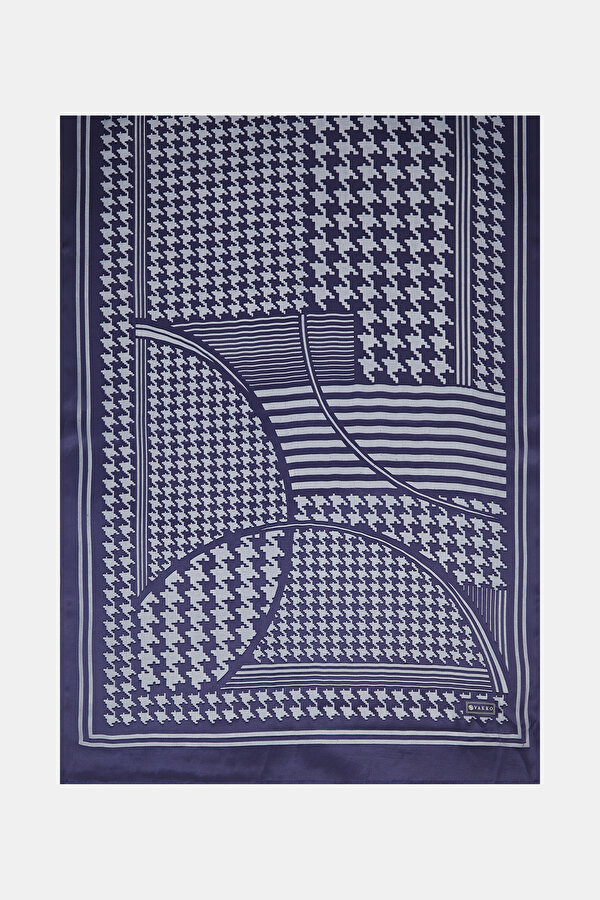 NAVY BLUE SATIN STRIPED SILK FABRICS SHAWL