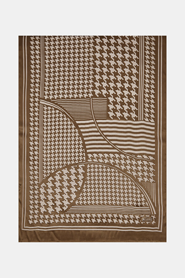 DARK BROWN SATIN STRIPED SILK FABRICS SHAWL