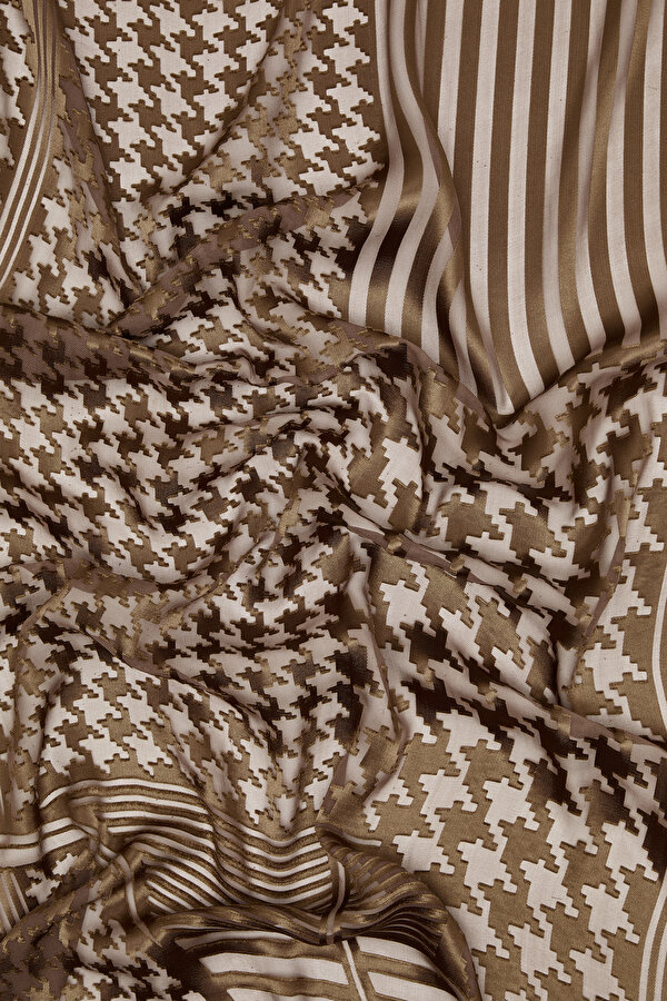 DARK BROWN SATIN STRIPED SILK FABRICS SHAWL 2