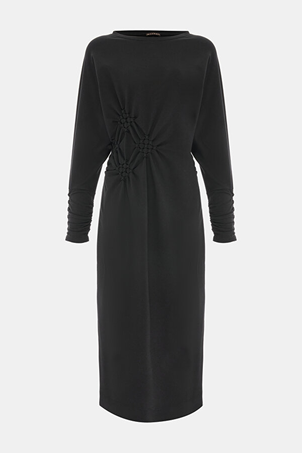 BLACK LONG SLEEVE MIDI DRESS 6