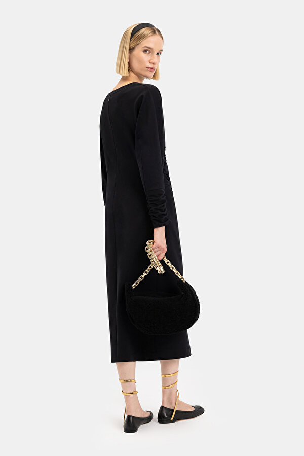 BLACK LONG SLEEVE MIDI DRESS 2