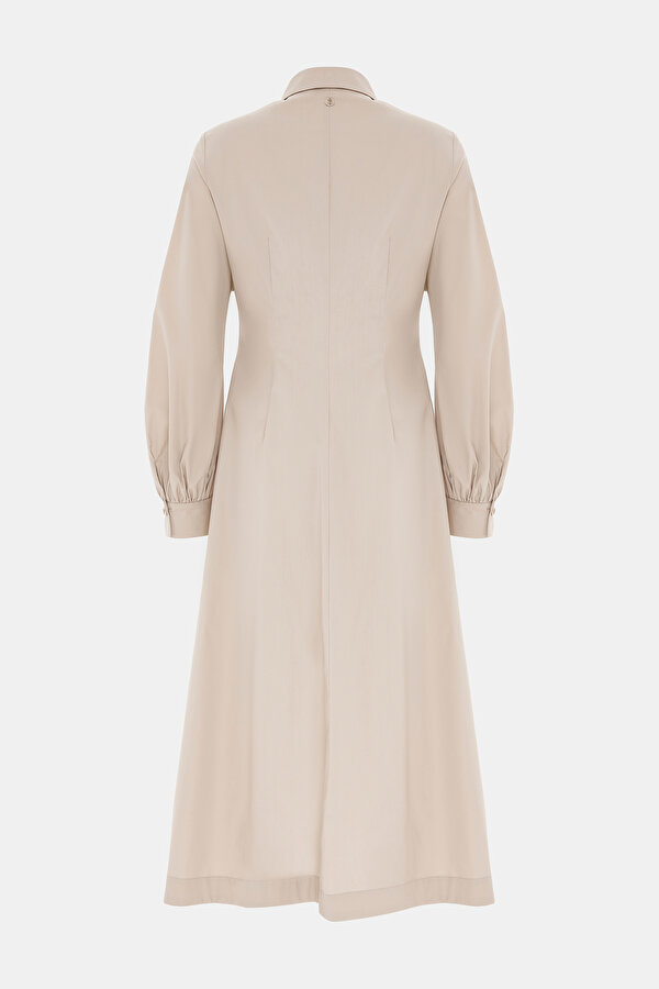 BEIGE LONG SLEEVE MIDI DRESS 6