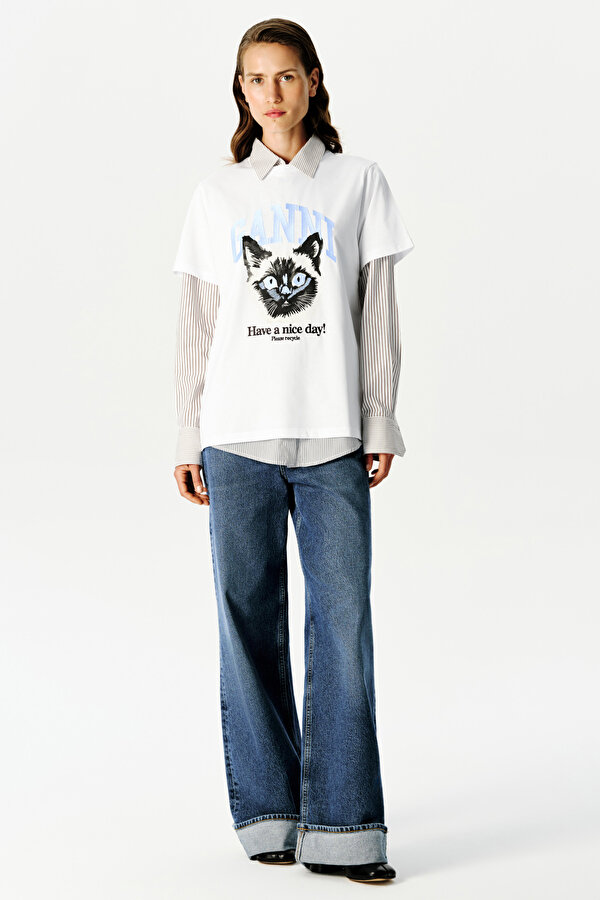 BEYAZ BASKILI T-SHIRT