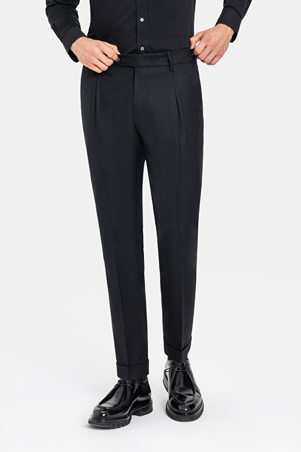 BLACK PLAIN FLANNEL TROUSERS 2