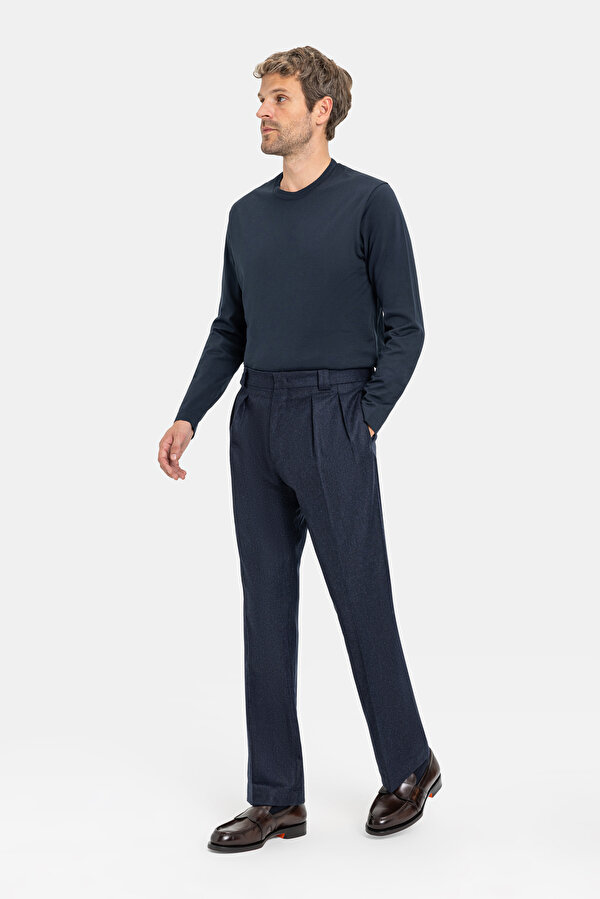 LACİVERT DÜZ FLANEL PANTOLON