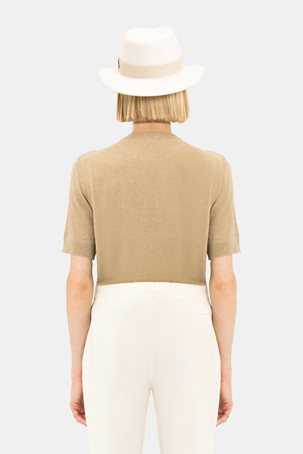 GREY BASIC / ROUND NECKLINE SHORT SLEEVE BLOUSE 2