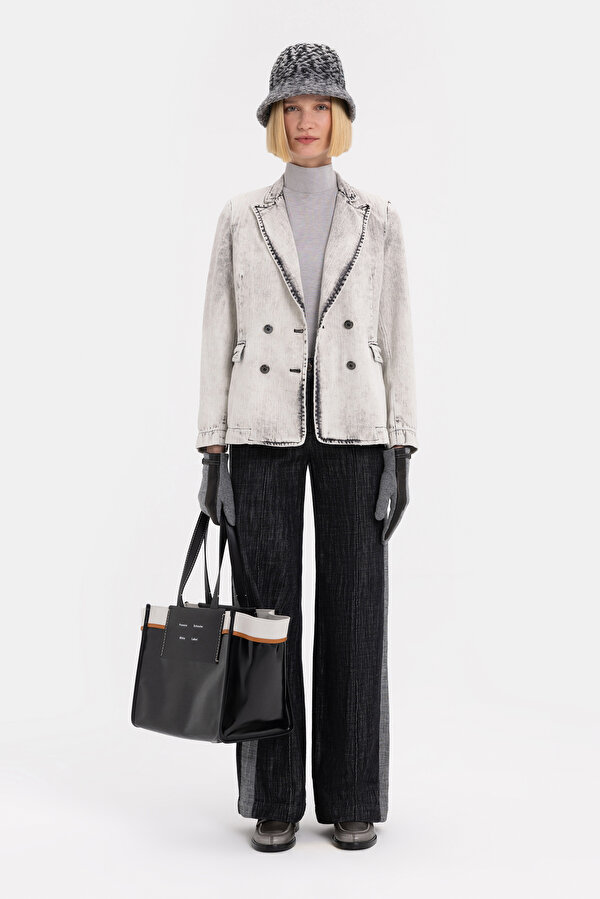 BLACK SURPLICE NECKLINE (CROSS-OVER NECKLINE) JACKET