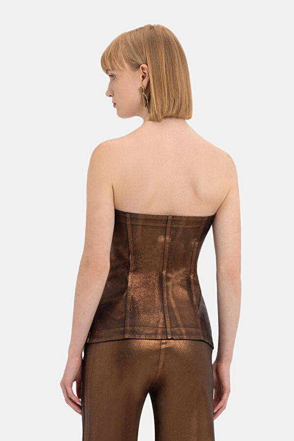 BRONZE STRAPLESS SLEEVELESS BLOUSE 2