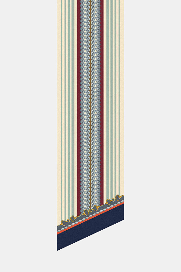 NAVY BLUE GEOMETRIC DESIGN TWILL FOULARD 2