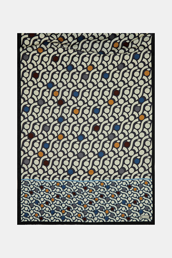 ANTHRACITE GEOMETRIC DESIGN CASHMERE/SILK SHAWL