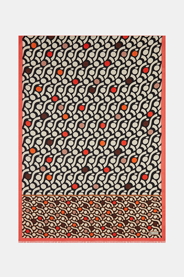 BLACK GEOMETRIC DESIGN CASHMERE/SILK SHAWL