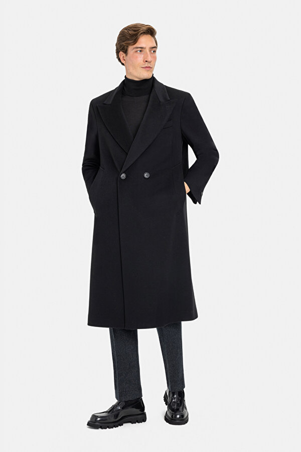 BLACK WOOL TOPCOAT