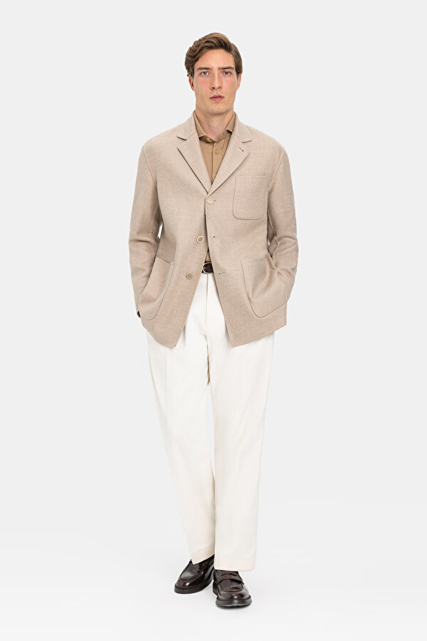 CAMEL WOOL ELASTANE COAT
