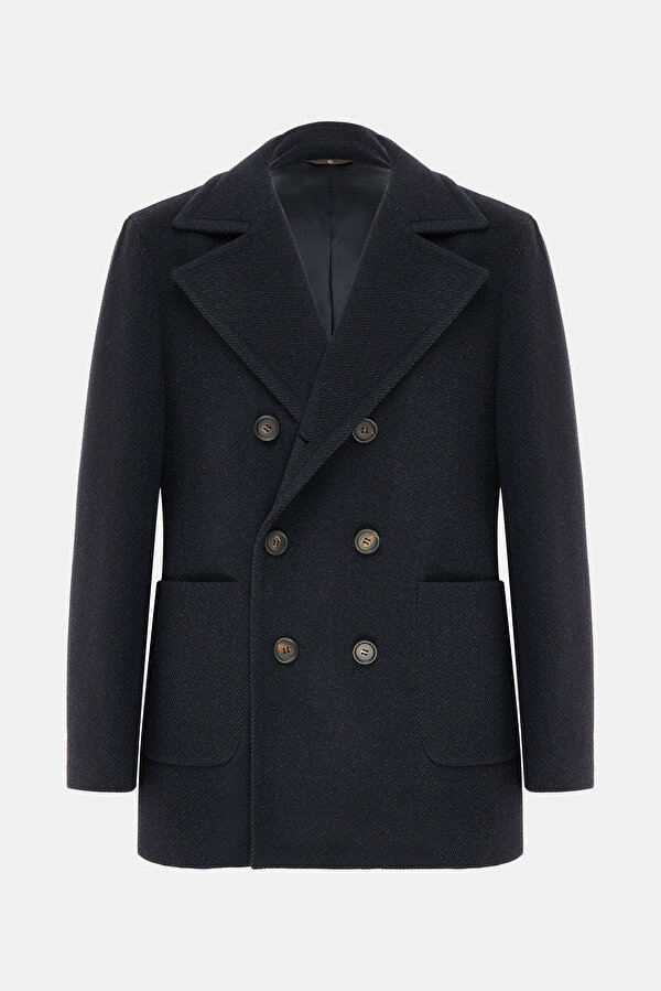 NAVY BLUE WOOL/CASHMERE REEFER JACKET
