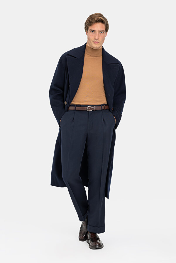 NAVY BLUE WOOL/CASHMERE TOPCOAT