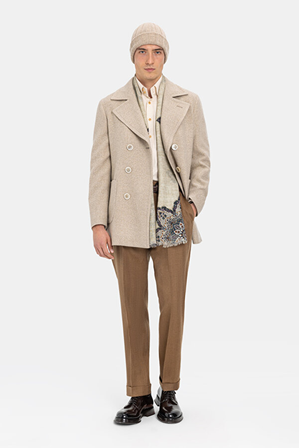 BEIGE WOOL/CASHMERE REEFER JACKET