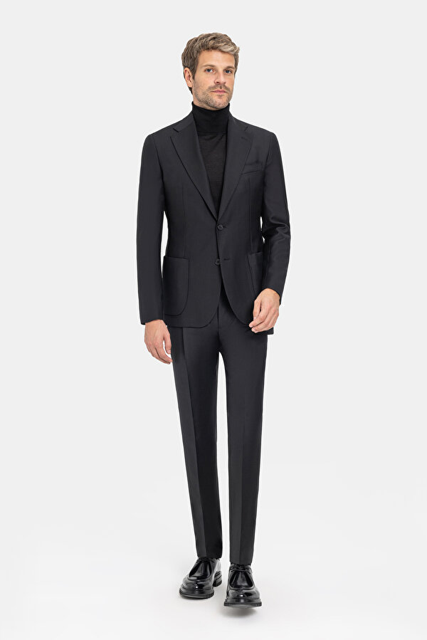 BLACK WOOL ELASTANE SUIT