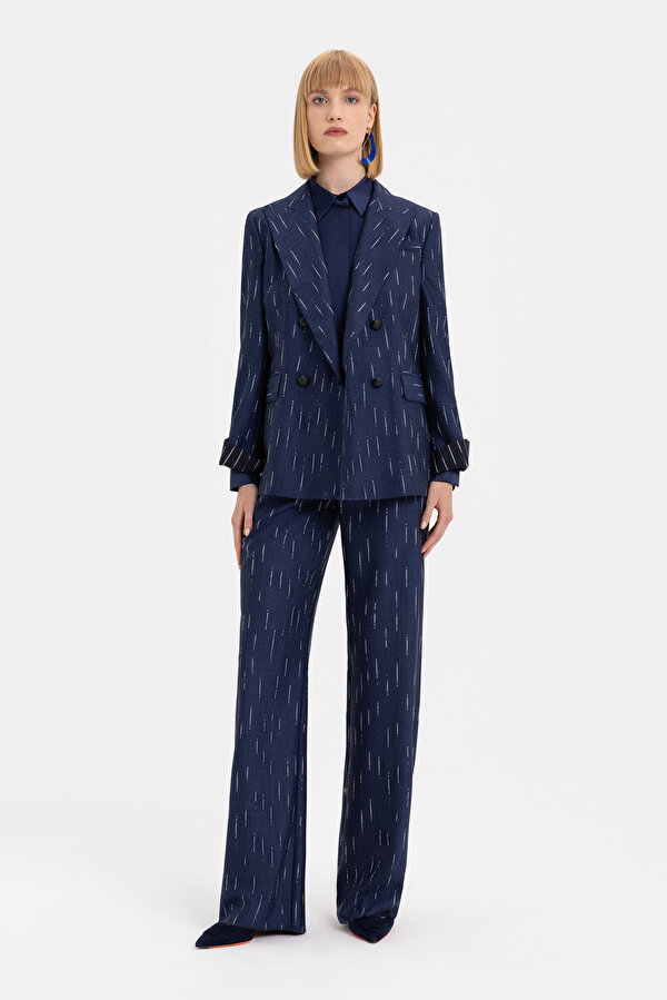 MULTICOLOR DESIGN FILLED STRAIGHT CUT TROUSERS