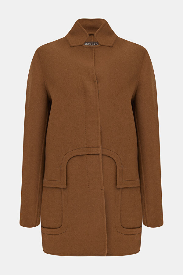 BROWN WOOL/POLYAMIDE REEFER JACKET 6