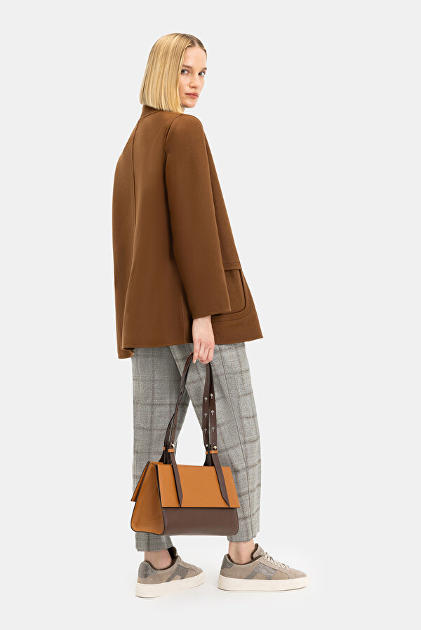 BROWN WOOL/POLYAMIDE REEFER JACKET 2