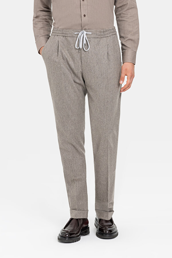 BEJ DÜZ FLANEL PANTOLON 2