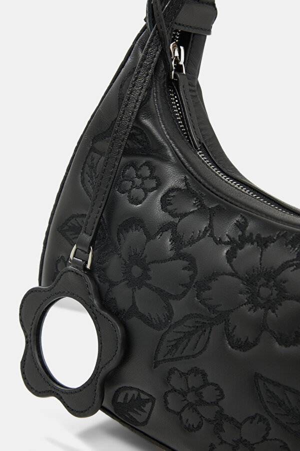 BLACK MONOGRAM LEATHER BAG 6