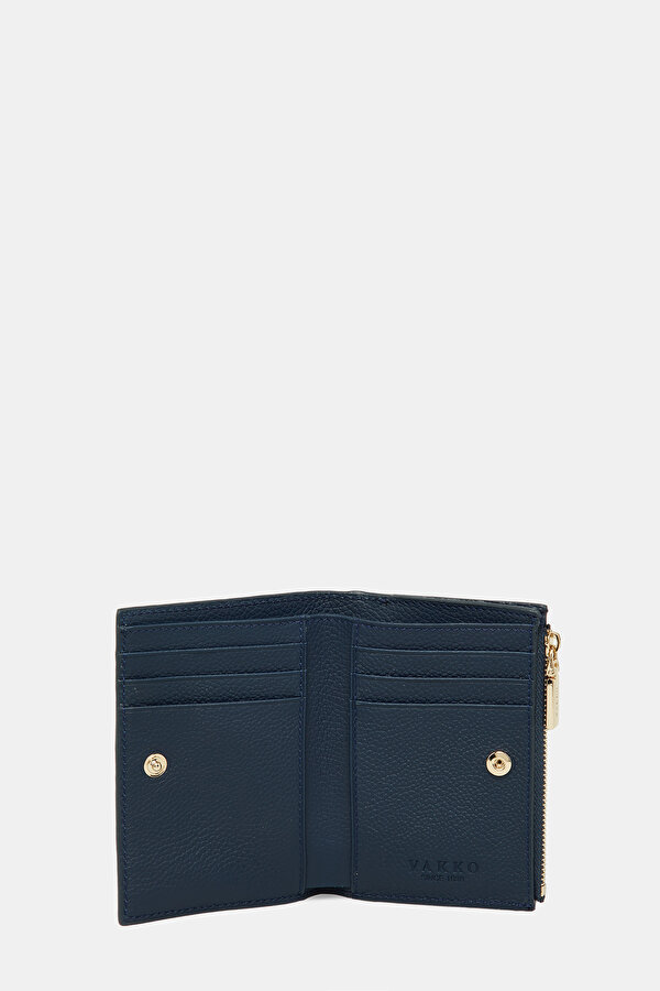 NAVY BLUE MONOGRAM LEATHER WALLET 6