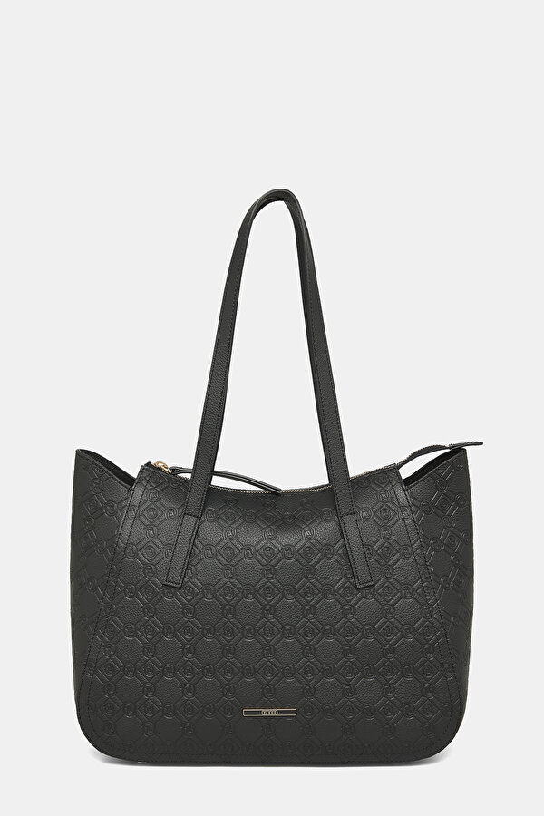 BLACK MONOGRAM LEATHER BAG
