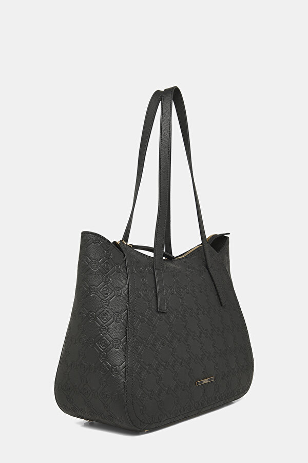 BLACK MONOGRAM LEATHER BAG 2