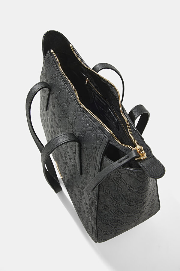 BLACK MONOGRAM LEATHER BAG 6