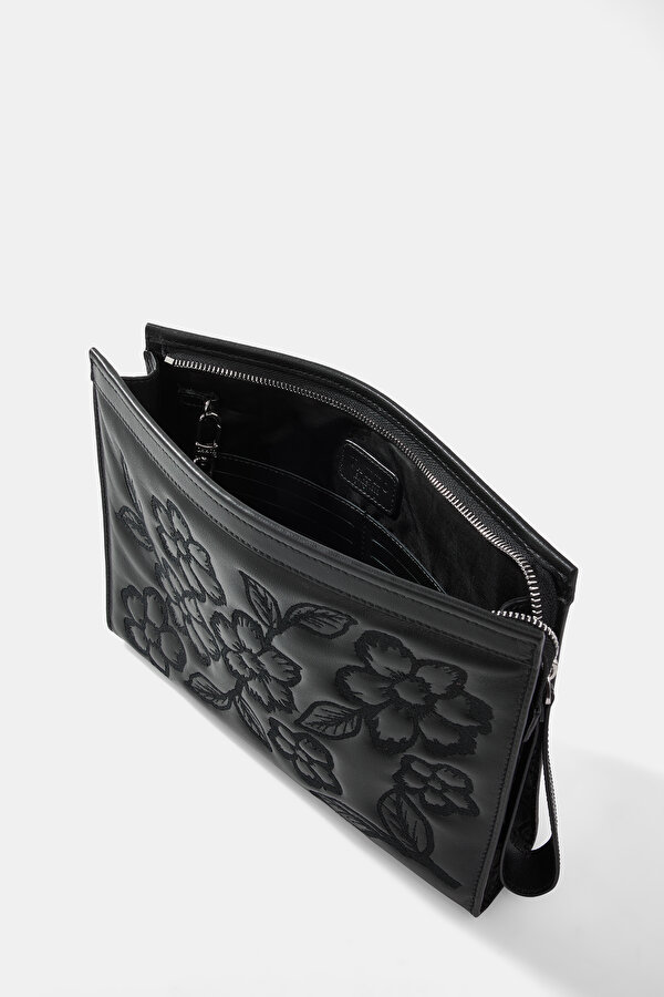 BLACK MONOGRAM LEATHER BAG 6