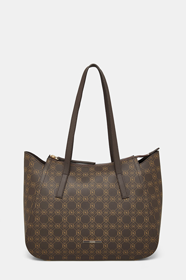 BEIGE MONOGRAM LEATHER BAG