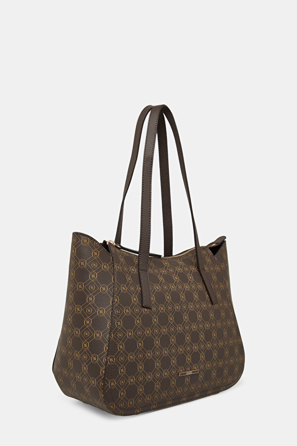 BEIGE MONOGRAM LEATHER BAG 2