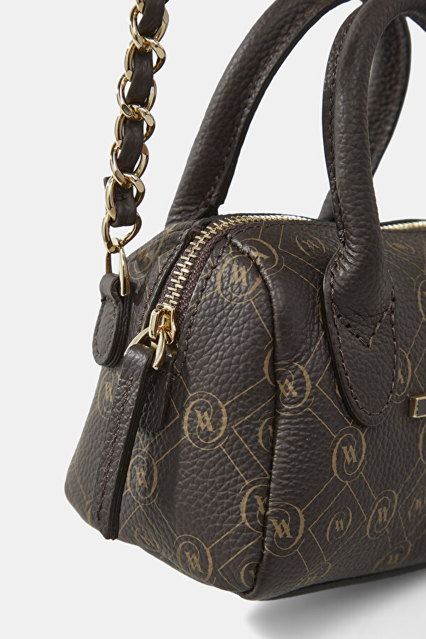 Women Brown Vakko Beıge Monogram Leather Bag