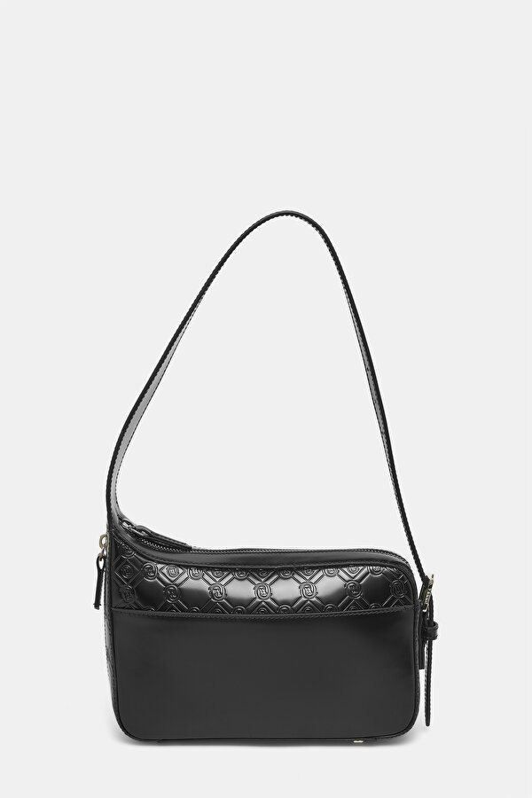 BLACK MONOGRAM LEATHER BAG