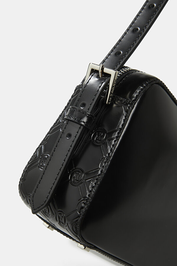 BLACK MONOGRAM LEATHER BAG 6