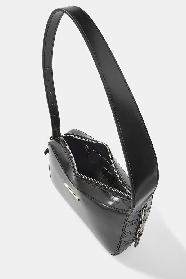 BLACK MONOGRAM LEATHER BAG 7