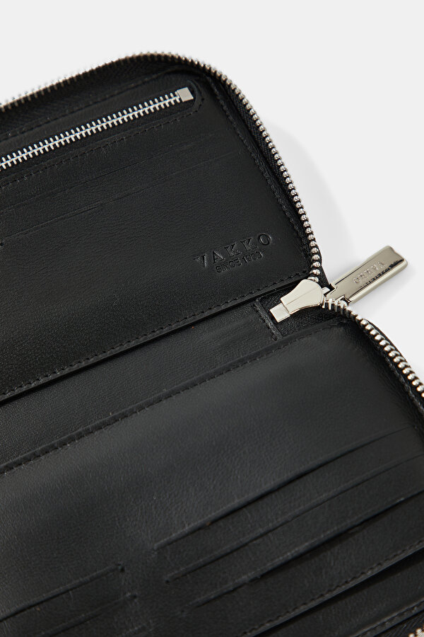 BLACK MONOGRAM LEATHER WALLET 6