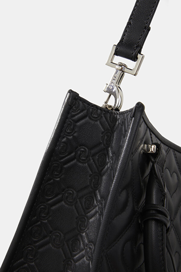 BLACK MONOGRAM LEATHER BAG 6